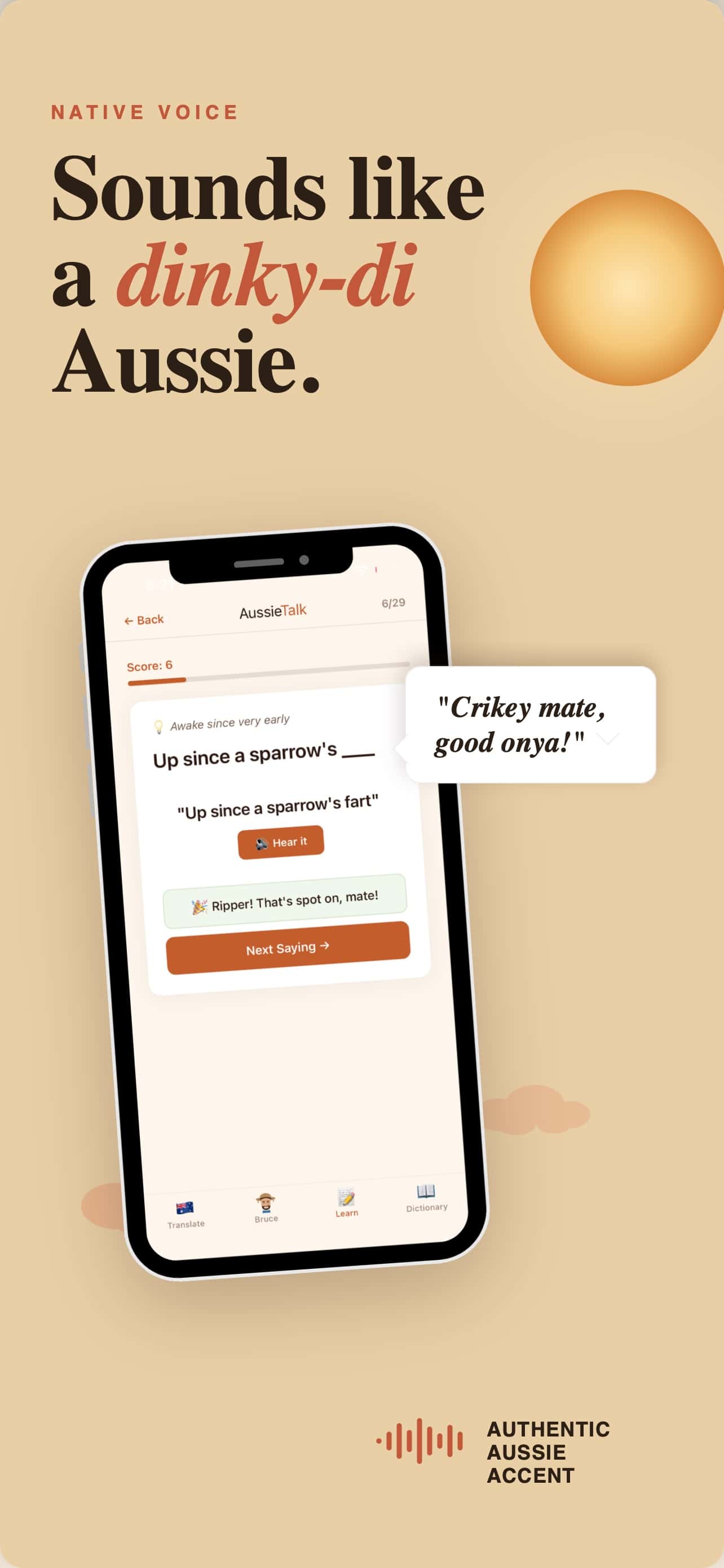 Aussie Talk app screenshot: Learn Aussie Sayings